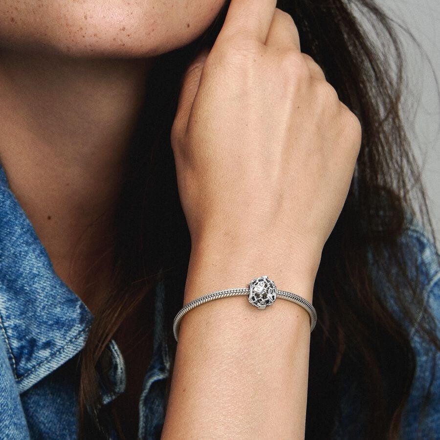 Pandora Offen gearbeitetes Kettenglieder Vorhängeschloss Charm WRIST SWEDEN