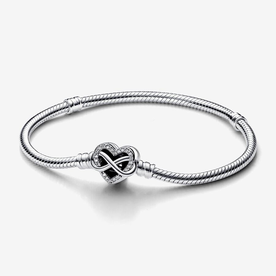 Pandora Moments Sparkling Infinity Heart Clasp Snake Chain Bracelet 17 cm Pandora
