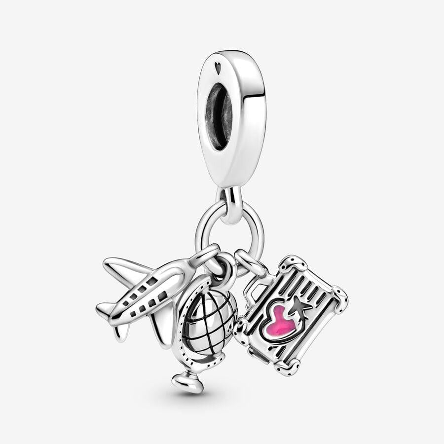 Pandora Airplane, Globe & Suitcase Dangle Charm WRIST SWEDEN