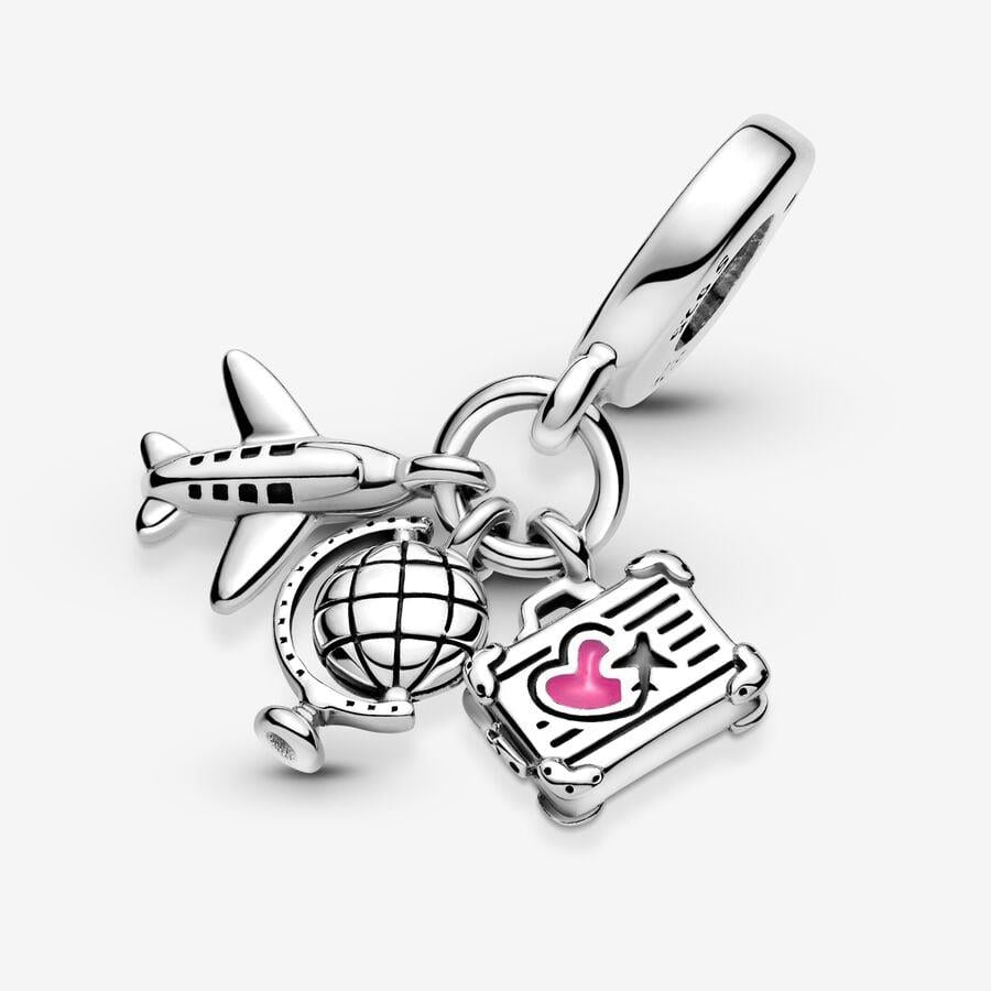 Pandora Airplane, Globe & Suitcase Dangle Charm WRIST SWEDEN