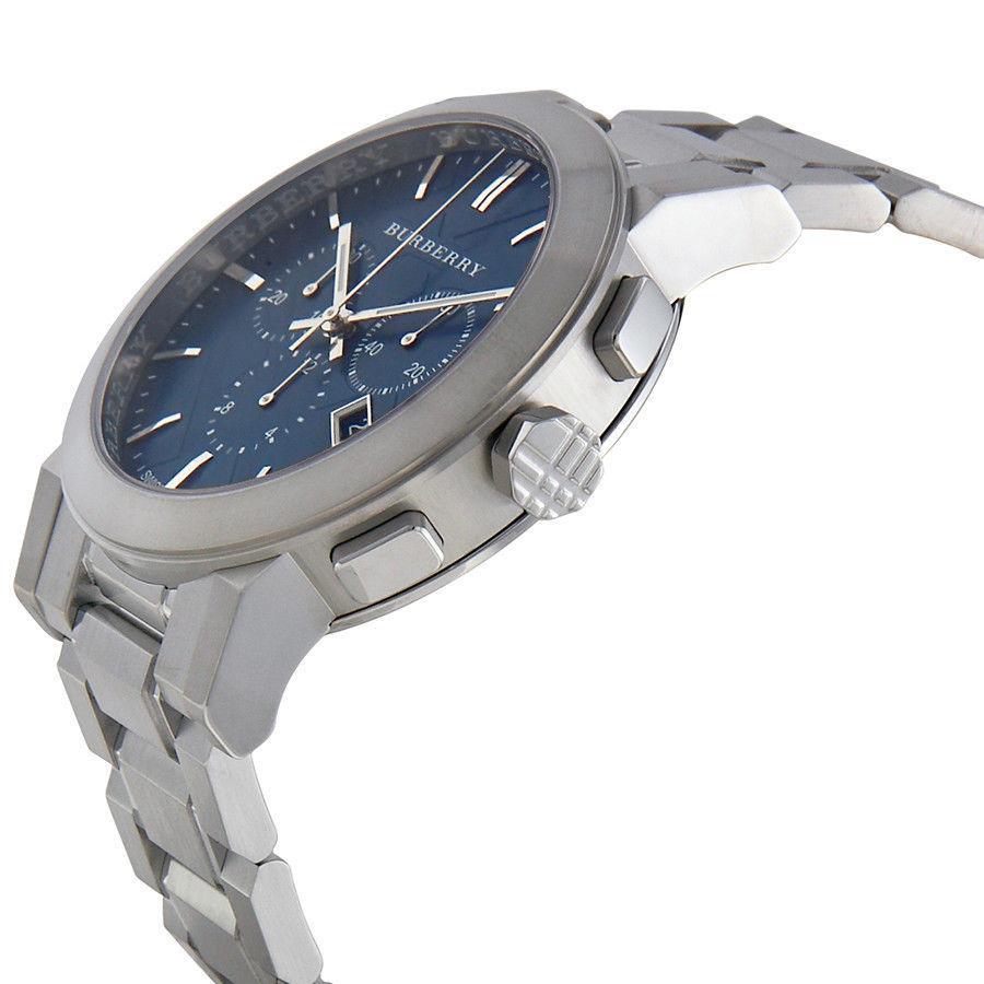 Burberry BU9363 Blue Dial Large Check Stainless Steel Men's Watch Burberry