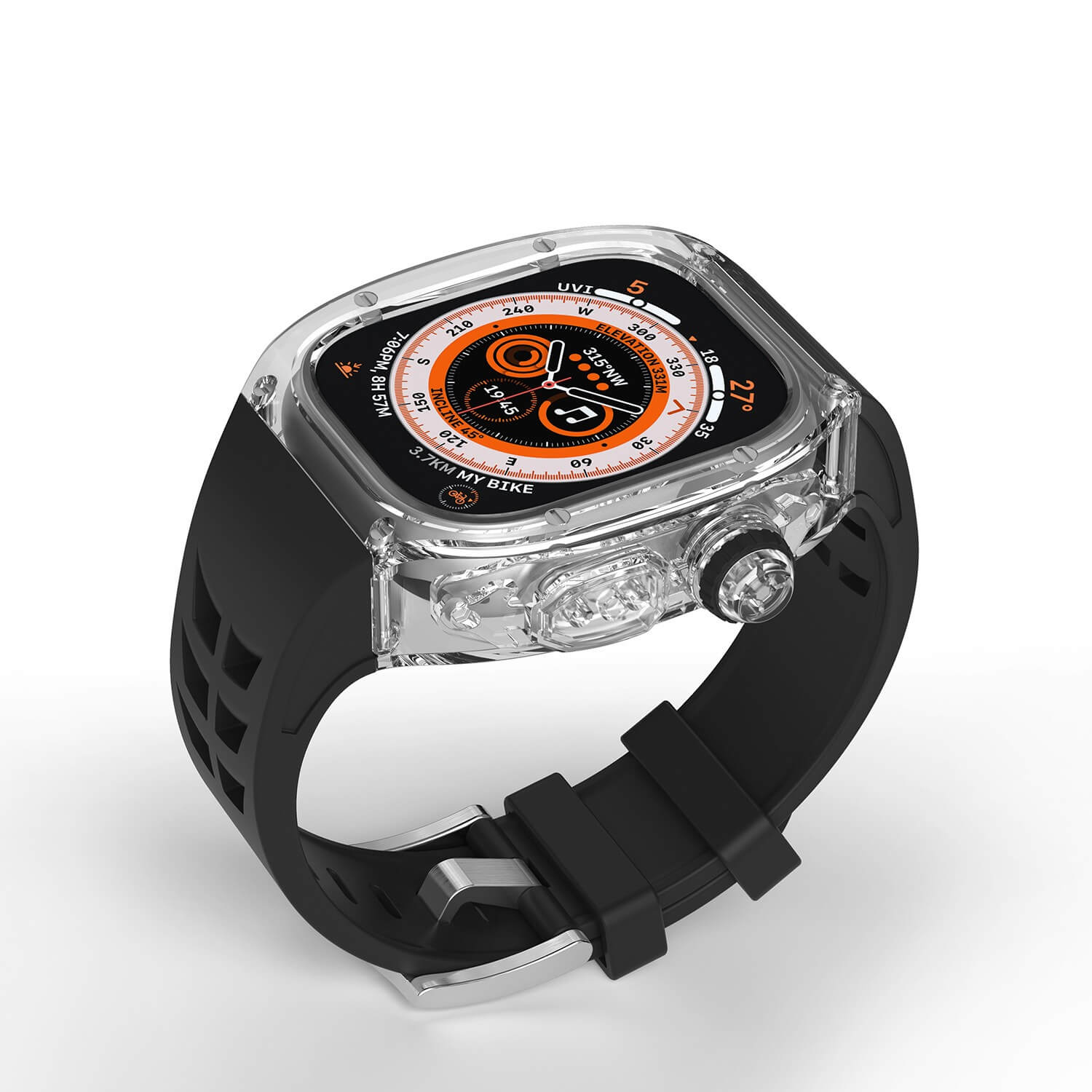 Apple Watch Ultra General Band - Svart Band + Vit Case Wrist Sweden