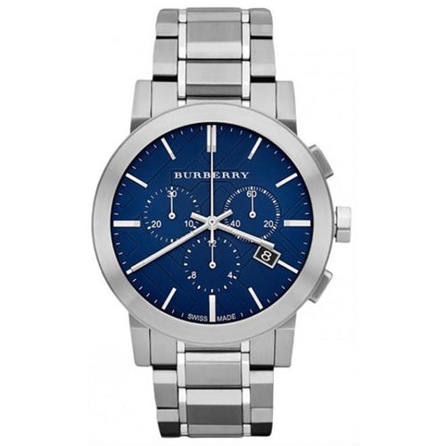 Burberry BU9363 Blue Dial Large Check Stainless Steel Men's Watch Burberry