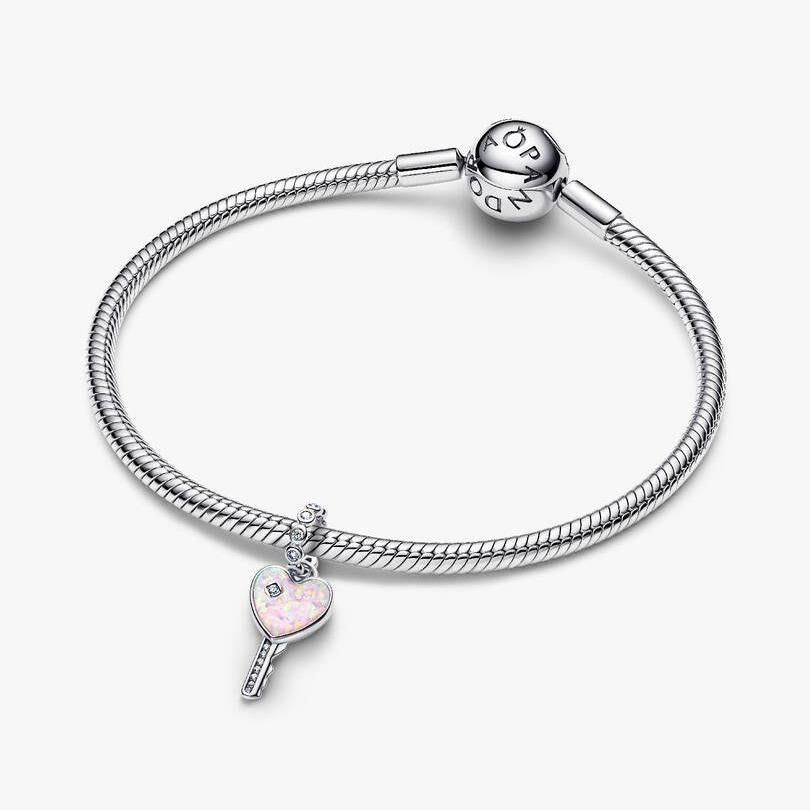 Opalescent Heart Key Dangle Charm WRIST SWEDEN