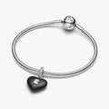 Matte Black Ceramic Heart Padlock Dangle Charm WRIST SWEDEN