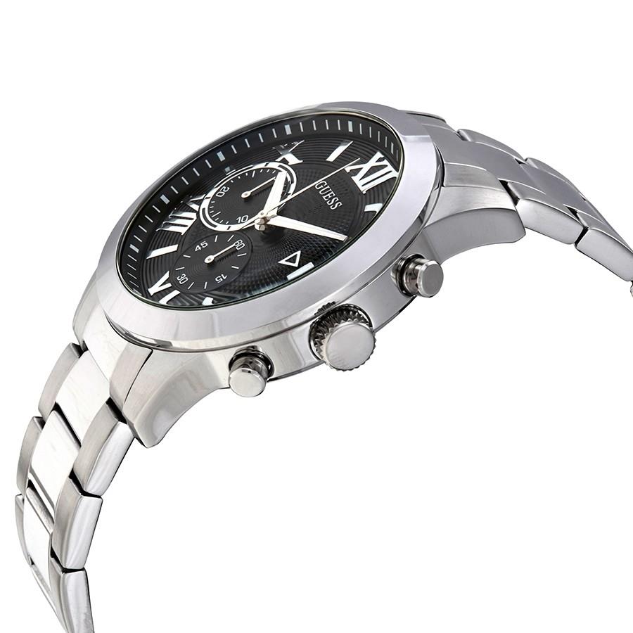 Guess W0668G3 Atlas 44mm Steel Bracelet & Case Quartz Black Dial Men's Watch Guess