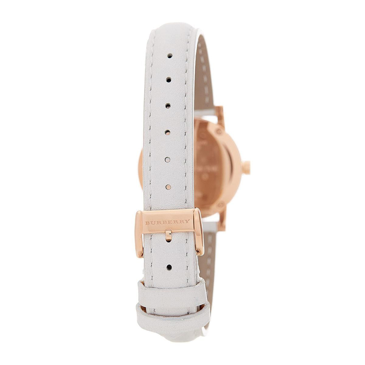 Burberry BU9209 Rose Gold Tone White Leather Women's Watch Burberry