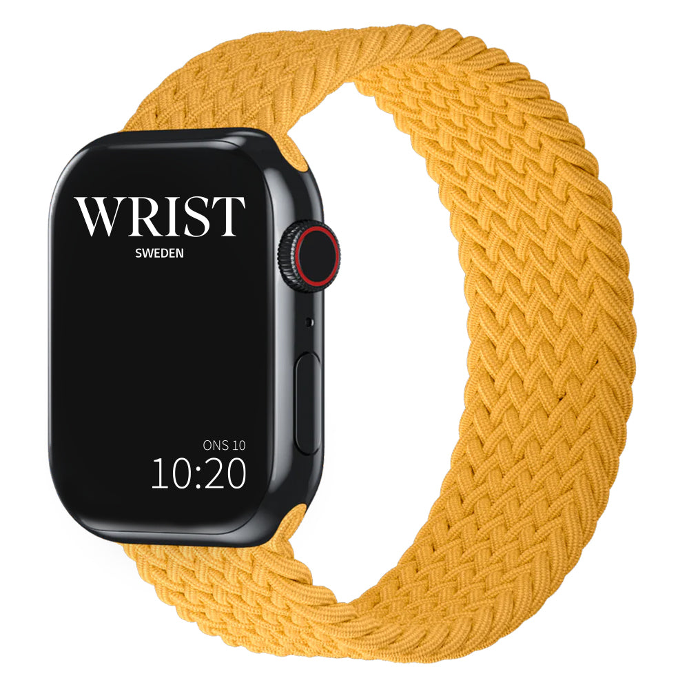 flätad solo loop gult armband till apple watch från wrist sweden