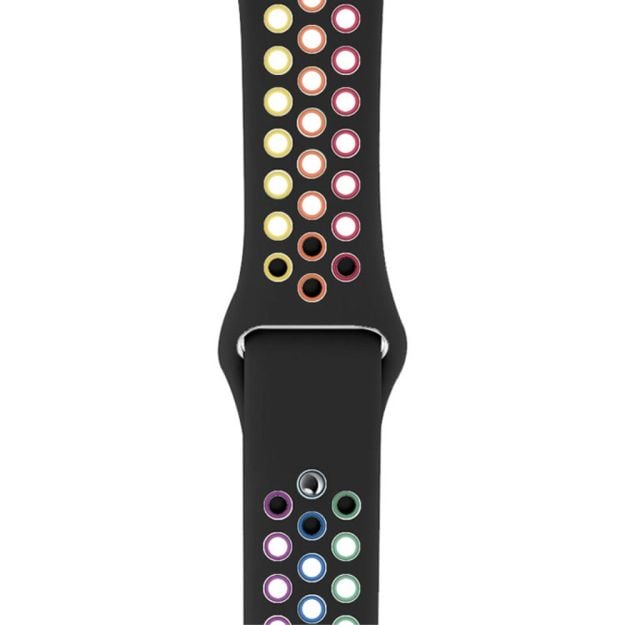 Apple Watch Silikon Ihåligt Rem Sport Band - Svart & Rainbow Wrist Sweden